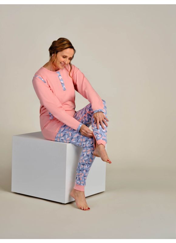 FERRUCCI COMFORT Geriatric Pajamas For Incontinence And Alzheimer With Zip On The Back - 9078 ML PL - 100% Cotton, Ideal For The Elderly, Blue, Blue, XL - View #4